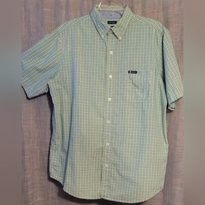 Chap's Easy Care Men's Green Checkered Button Down Shirt L/G